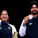 Manu Bhaker-Sarabjot Singh With bronze Medal in 10m air Pistol Mixed Team Shooting